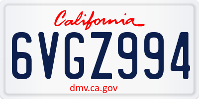 CA license plate 6VGZ994