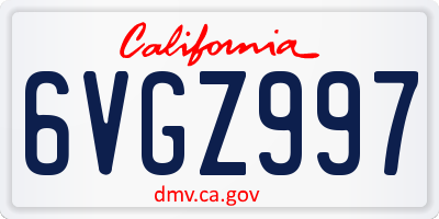 CA license plate 6VGZ997