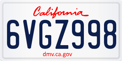 CA license plate 6VGZ998