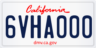 CA license plate 6VHA000