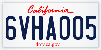 CA license plate 6VHA005