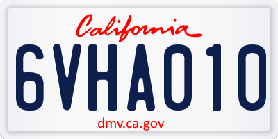 CA license plate 6VHA010