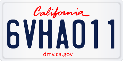 CA license plate 6VHA011