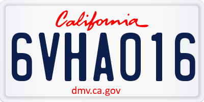 CA license plate 6VHA016