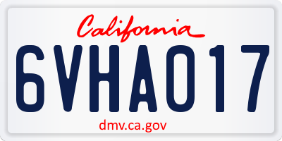 CA license plate 6VHA017