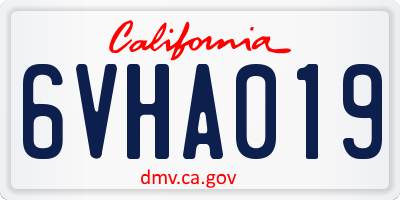 CA license plate 6VHA019