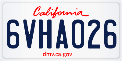 CA license plate 6VHA026