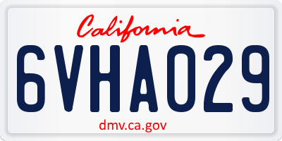 CA license plate 6VHA029