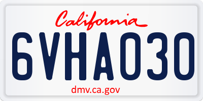 CA license plate 6VHA030