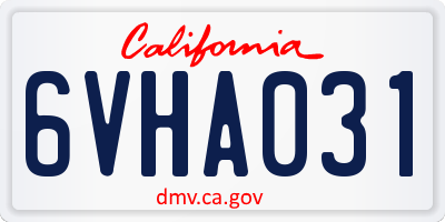CA license plate 6VHA031