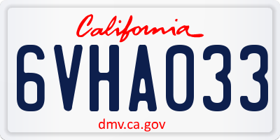 CA license plate 6VHA033