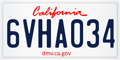 CA license plate 6VHA034