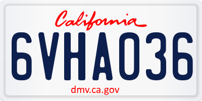 CA license plate 6VHA036