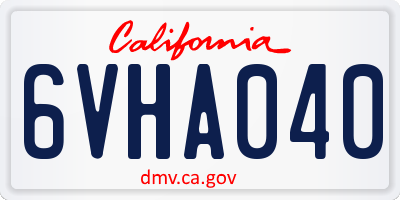 CA license plate 6VHA040