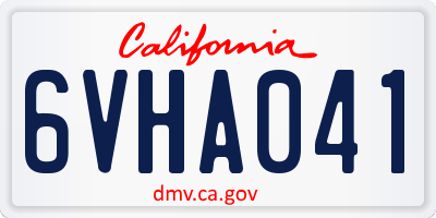 CA license plate 6VHA041