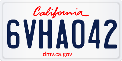 CA license plate 6VHA042