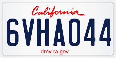 CA license plate 6VHA044