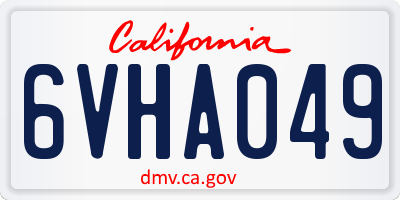CA license plate 6VHA049
