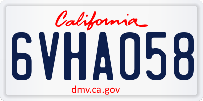 CA license plate 6VHA058