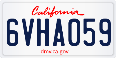 CA license plate 6VHA059