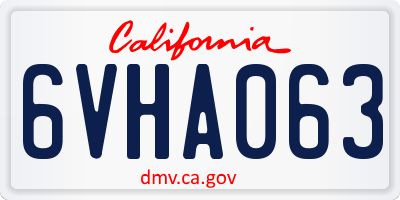 CA license plate 6VHA063