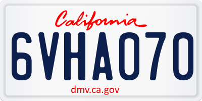 CA license plate 6VHA070