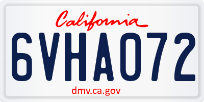 CA license plate 6VHA072