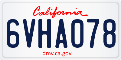 CA license plate 6VHA078