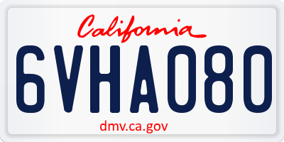 CA license plate 6VHA080