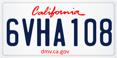 CA license plate 6VHA108