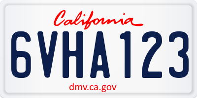 CA license plate 6VHA123