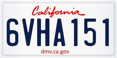 CA license plate 6VHA151