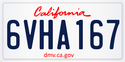 CA license plate 6VHA167