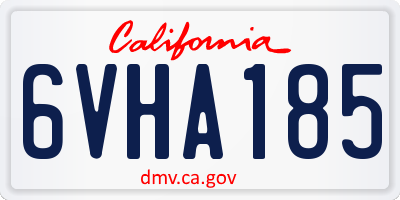 CA license plate 6VHA185
