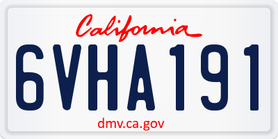 CA license plate 6VHA191