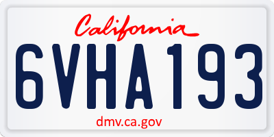 CA license plate 6VHA193