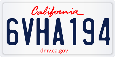 CA license plate 6VHA194