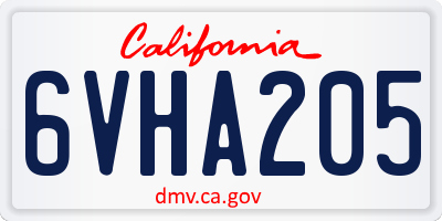 CA license plate 6VHA205