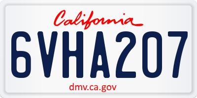 CA license plate 6VHA207