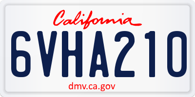 CA license plate 6VHA210