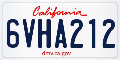 CA license plate 6VHA212