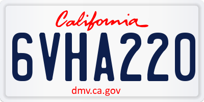 CA license plate 6VHA220