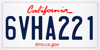 CA license plate 6VHA221