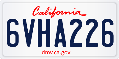 CA license plate 6VHA226