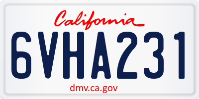 CA license plate 6VHA231