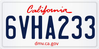CA license plate 6VHA233