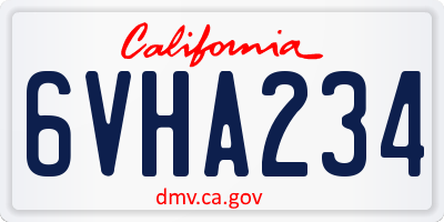 CA license plate 6VHA234