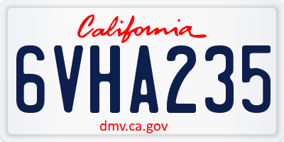 CA license plate 6VHA235
