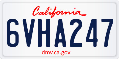 CA license plate 6VHA247
