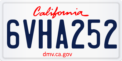 CA license plate 6VHA252